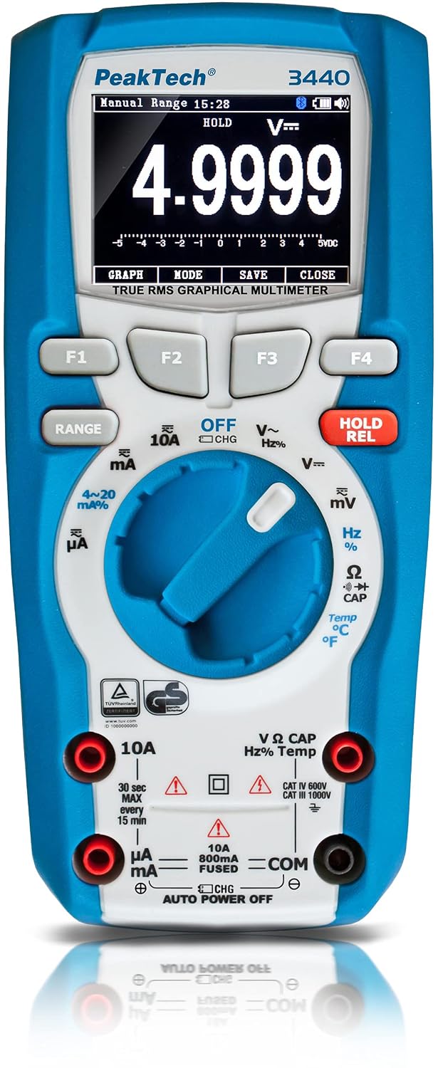 PeakTech 3440 – True RMS Digital Multimeter mit 4.0 Bluetooth &amp; Grafik-Display CAT III 1000 V &amp; Peak