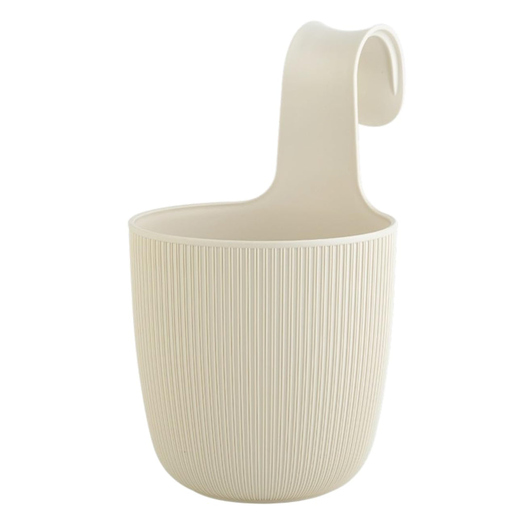 1 x Blumentopf zum Hängen, integriertes Drainagesystem, Farbe: Beige, Ø 15 cm, Pflanztopf-Kübel, Hän