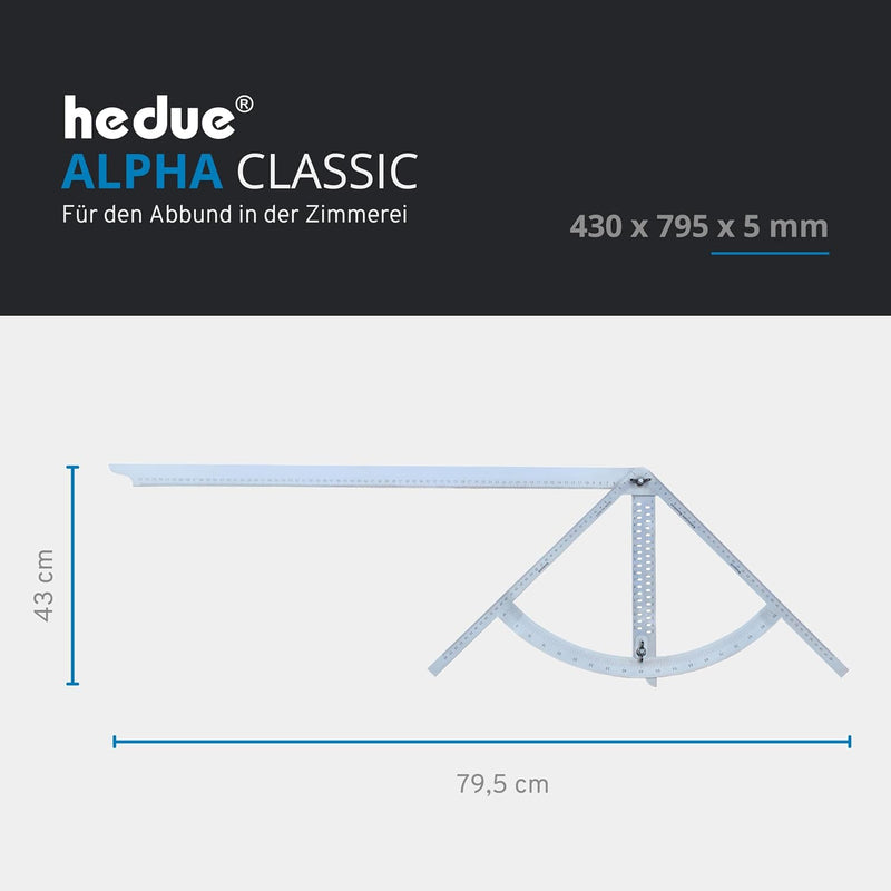 hedue® Anreissgerät Alphawinkel Classic | Alpha Winkel für Zimmerer , Anreisswinkel & Präzisionswink