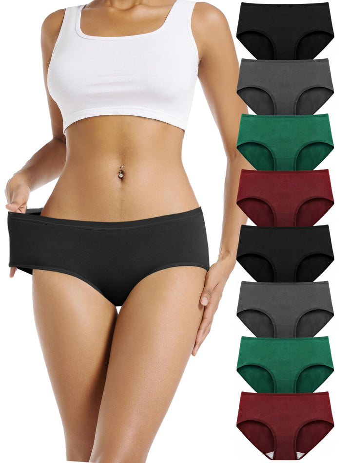 Unterhosen Damen Baumwolle Weich Bequeme Hipster Slips Damen Unterwäsche, 2schwarz/2grau/2burgund/2g