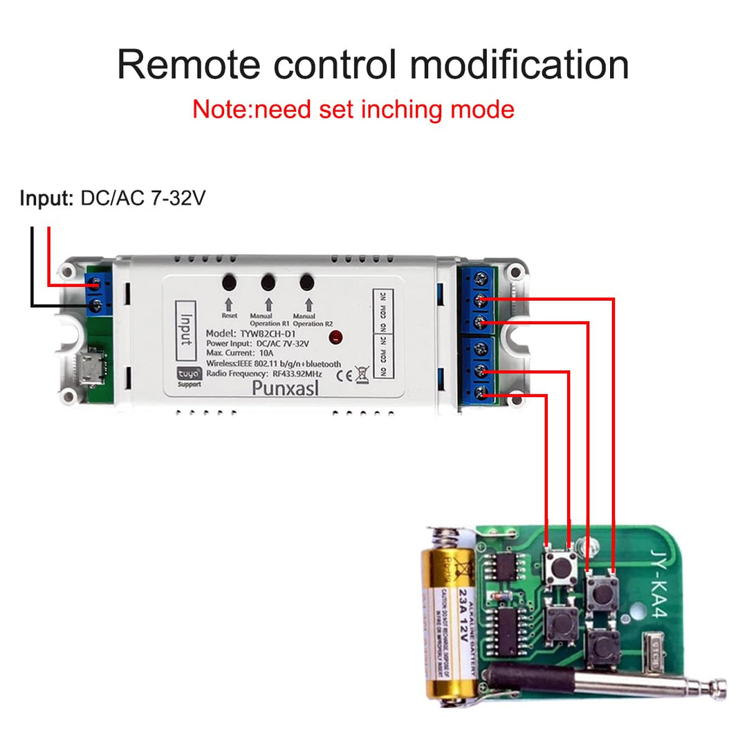 Wifi Elektrischer Linearantriebsregler, 2 Kanäle DC 12 V 24 V Wifi Smart Relaisschalter 2CH 7-32V, 2