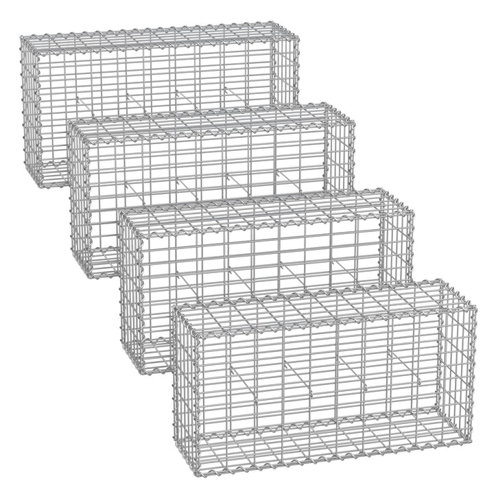 SONGMICS Gabionenkörbe, Metall-Steinkörbe mit 5 x 10 cm Maschenweite für Mauersteine, verzinkt, Stei