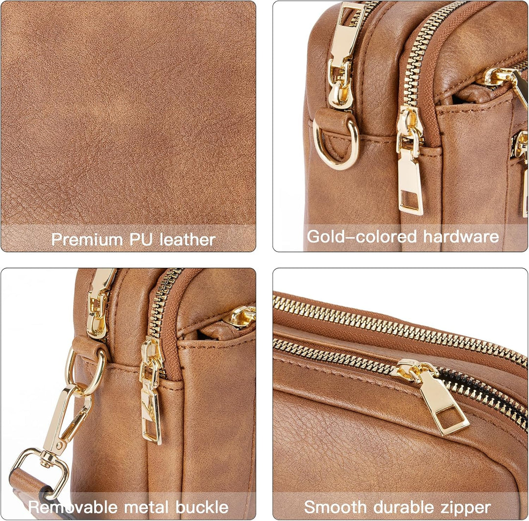 Telena Damen Crossbody Bag mit verstellbarem Farbigem Riemen, Damen Umhängetasche aus PU Leder, Schu