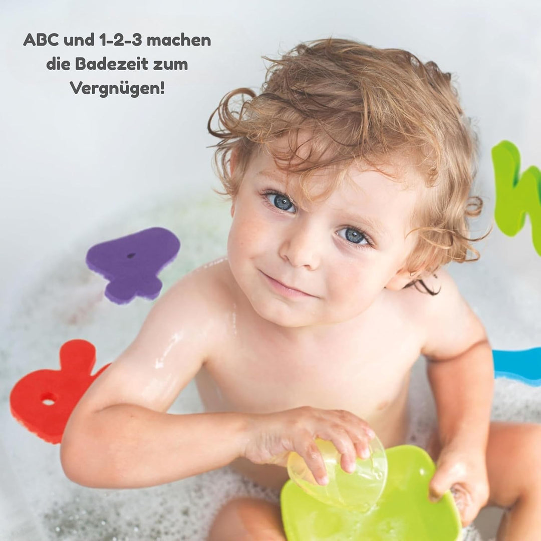 Nuby Buchstaben und Zahlen aus Schaumstoff für das Bad – 36 Bunte Teile zum spielerischen Lernen von