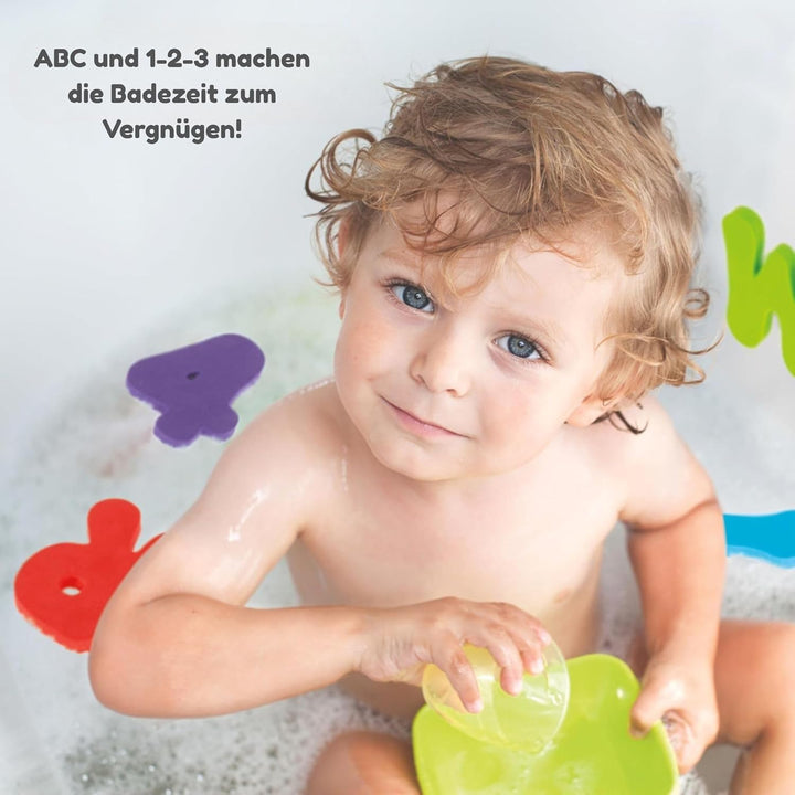 Nuby Buchstaben und Zahlen aus Schaumstoff für das Bad – 36 Bunte Teile zum spielerischen Lernen von