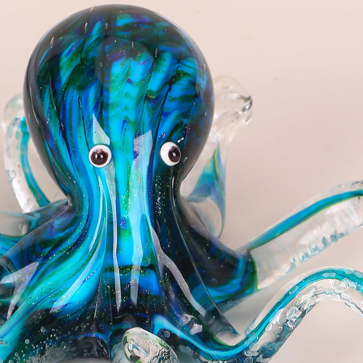 LCCCK Glas-Oktopus-Statue, Heimdekoration, mundgeblasenes Glasdekor, Ozean-Figuren, Oktopus-Skulptur