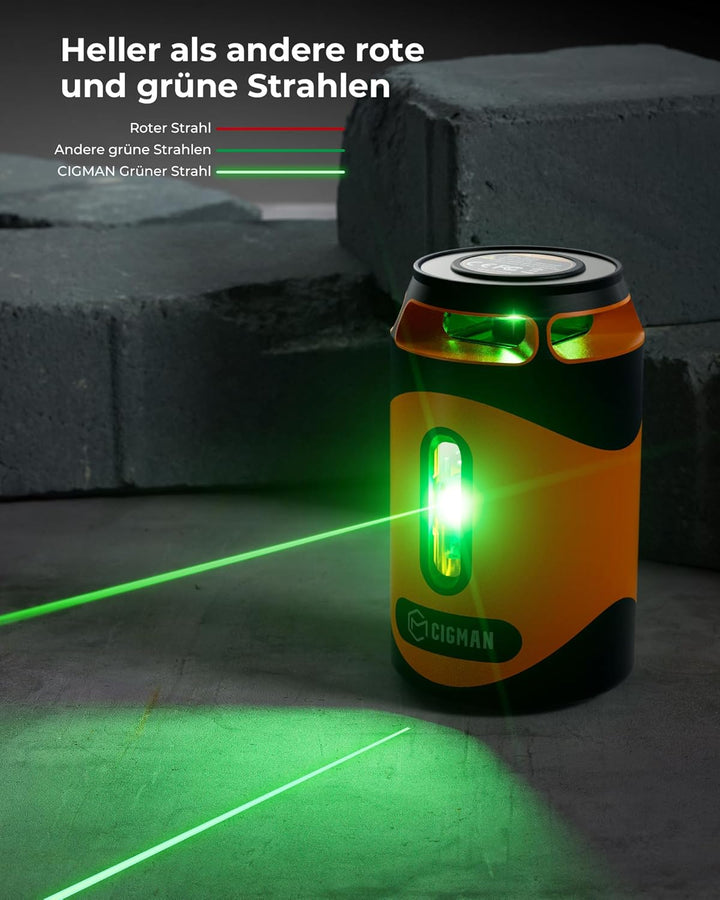 Kreuzlinienlaser mit Stativ, CIGMAN Kreuzlinienlaser Selbstnivellierend, Grüne Nivelliergerät Laser-