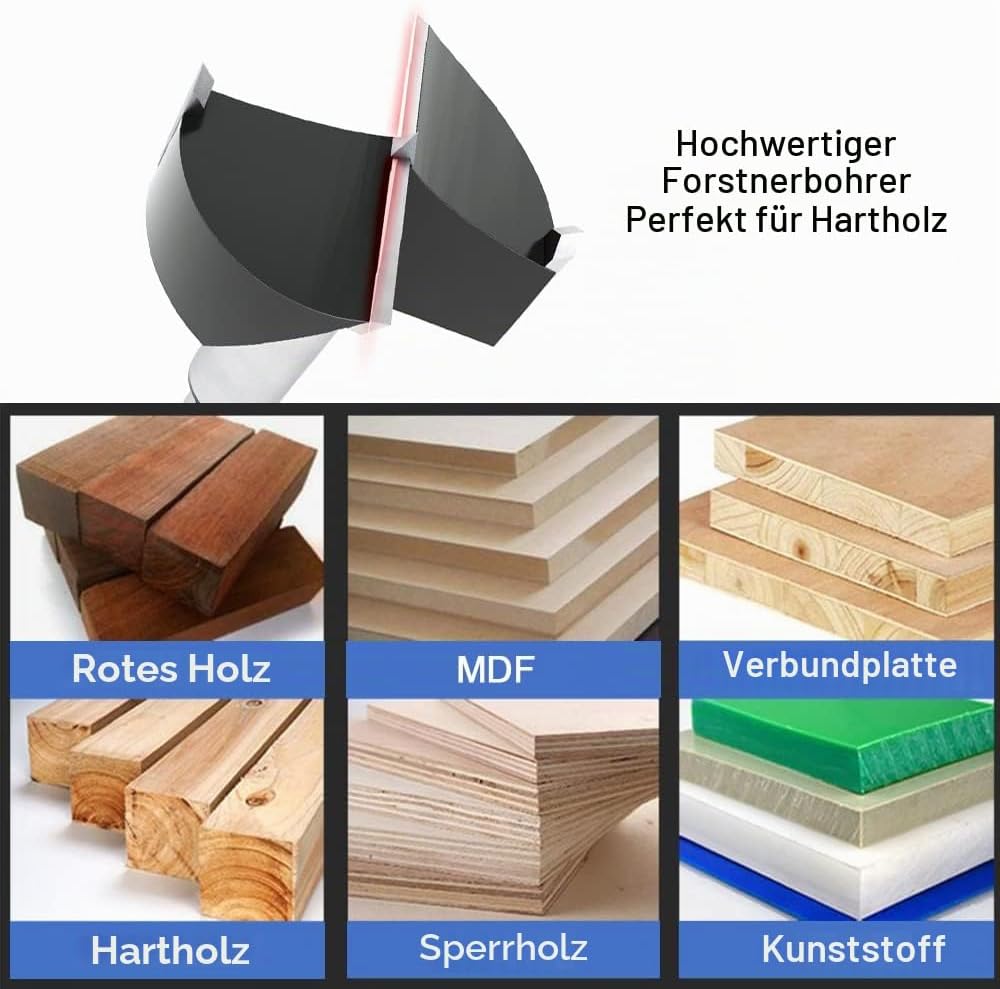 ASNOMY 10tlg Wolframstahl Forstnerbohrer, 16–54 mm Forstner bohrer Bit mit Zentrierspitz, Holzbohrer