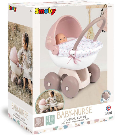 Smoby - Baby Nurse Puppenwagen - kleiner Puppenwagen für dein Püppchen bis 42 cm, mit waschbarem Sto