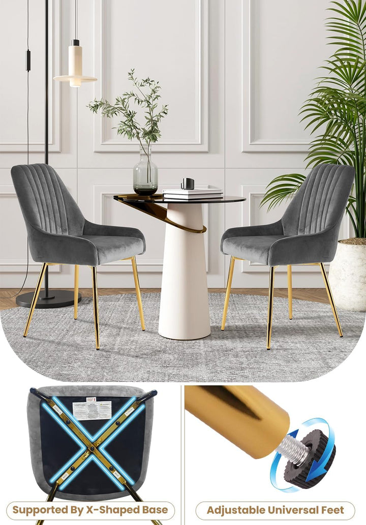 EsszimmerstüHle 2er Set, Moderne Samt-WohnzimmerstüHle, Polsterstuhl Esszimmer,Gepolsterter Armloser