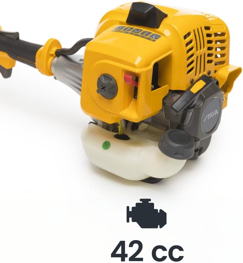 STIGA BC 545 Benzin-Rasentrimmer, 42,7 cm³, 45 cm – Tap&amp;Go-Doppelfadenkopf, 3T-Messer 42.7cc (Bügelg