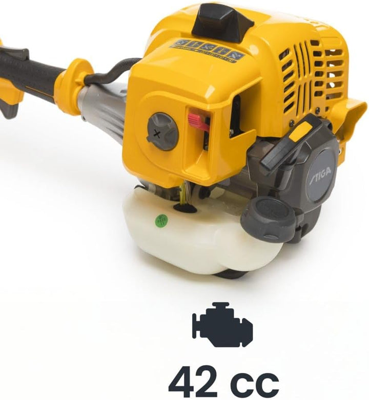 STIGA BC 545 Benzin-Rasentrimmer, 42,7 cm³, 45 cm – Tap&amp;Go-Doppelfadenkopf, 3T-Messer 42.7cc (Bügelg