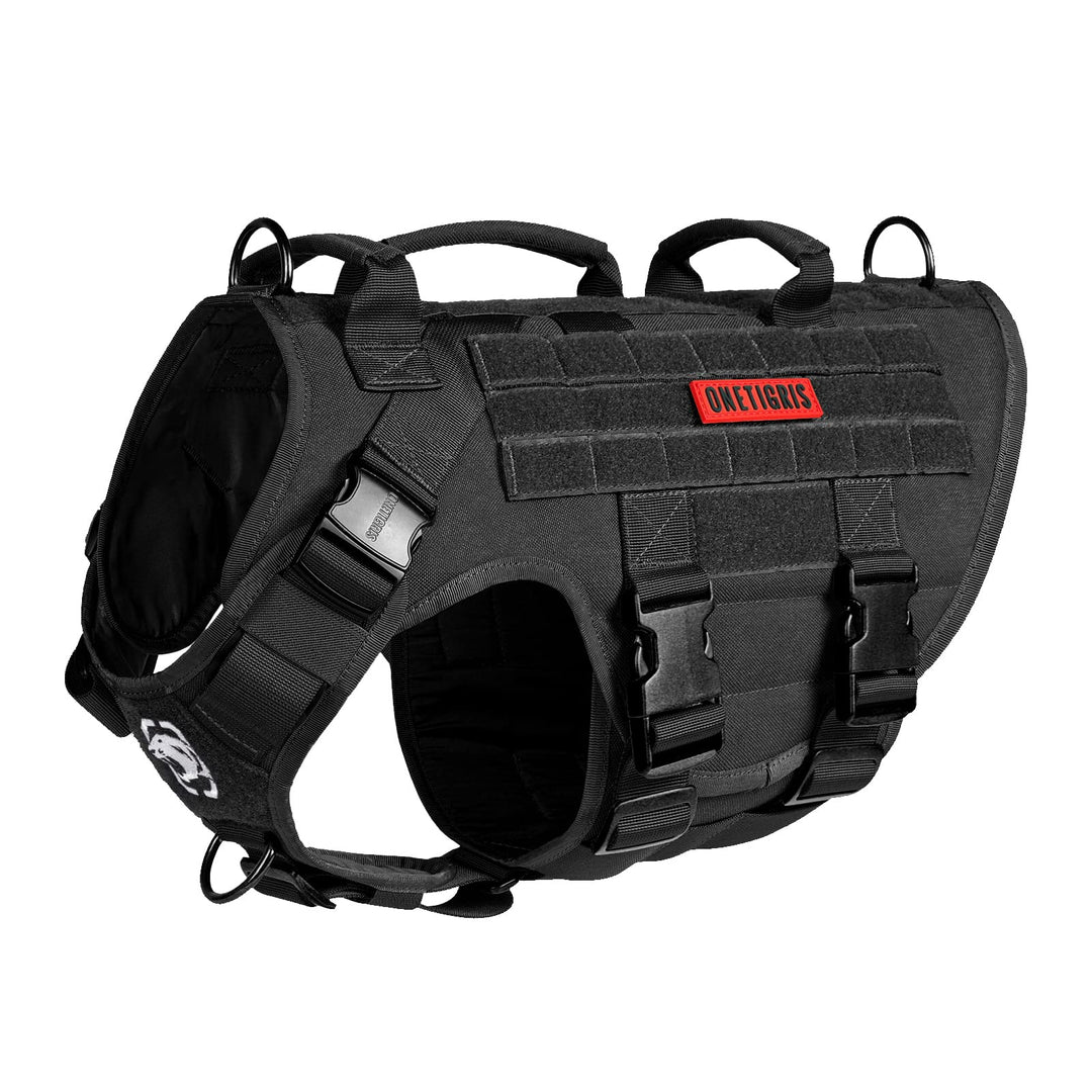 OneTigris Hundegeschirr, X Destroyer Taktisches Geschirr Hund 3 Griffe Heavy Duty Hundeweste mit Met