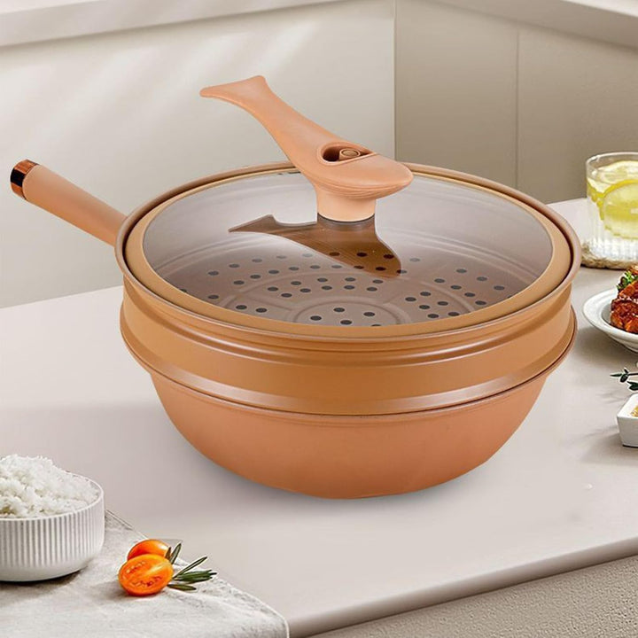 Antihaftbeschichteter Wok Eisen Wok Mit Deckel Wok Mit Dampfkorb Ton Antihaft- Gesundheitstopf Bratp