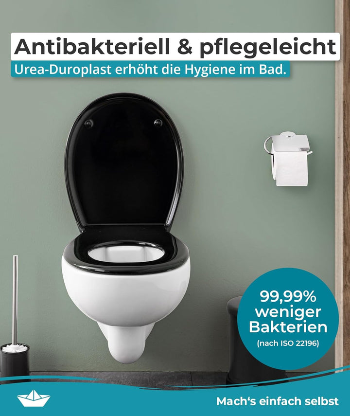 Calmwaters® Premium WC Sitz einfache Montage, Toilettendeckel bis 250 kg, Made in EU, antibakteriell