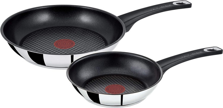 Tefal Jamie Oliver 2 Stück Edelstahl Bratpfannen 20 cm und 26 cm, induktionsgeeignet