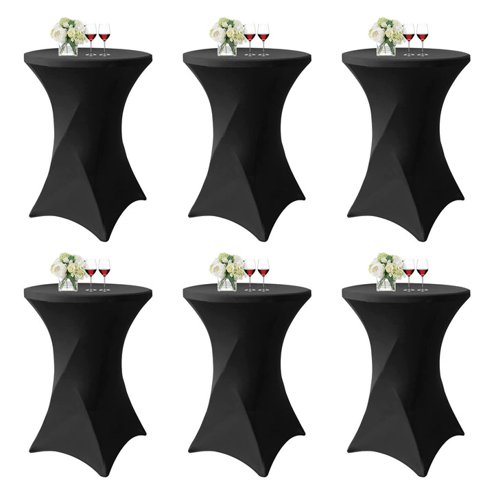 6er-Set Schwarz Stretch Stehtisch Husse für Bistrotisch Ø 80-85 cm Spandex Stretch Tischdecke, Verst