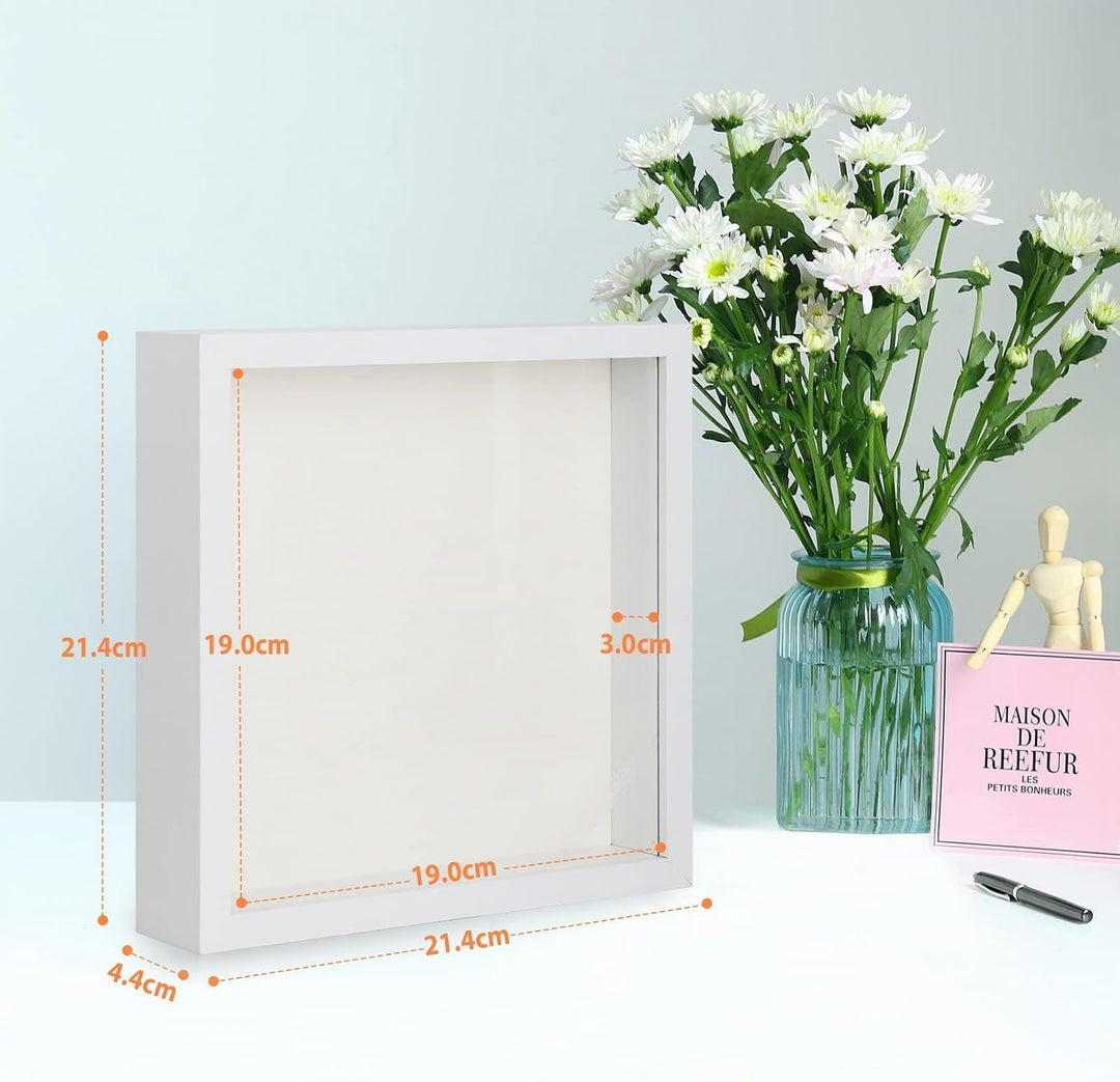 2er 3D Bilderrahmen zum Befüllen, 3D Bilderrahmen Tiefer Objektrahmen 20 x 20 cm mit Transparente Ec