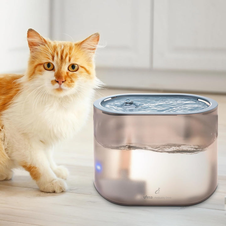 Ufesa Automatischer Trinkbrunnen für Haustiere 2,5 L, Aktivkohle- und Harzfilter, Katzenbrunnen, USB