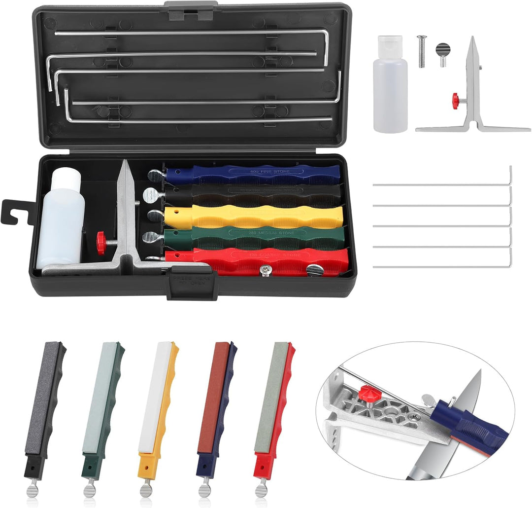 Messerschärfer-Set, Schleifstein-Set, professionelles Küchen-Messerschärfer-Set mit festem Winkel