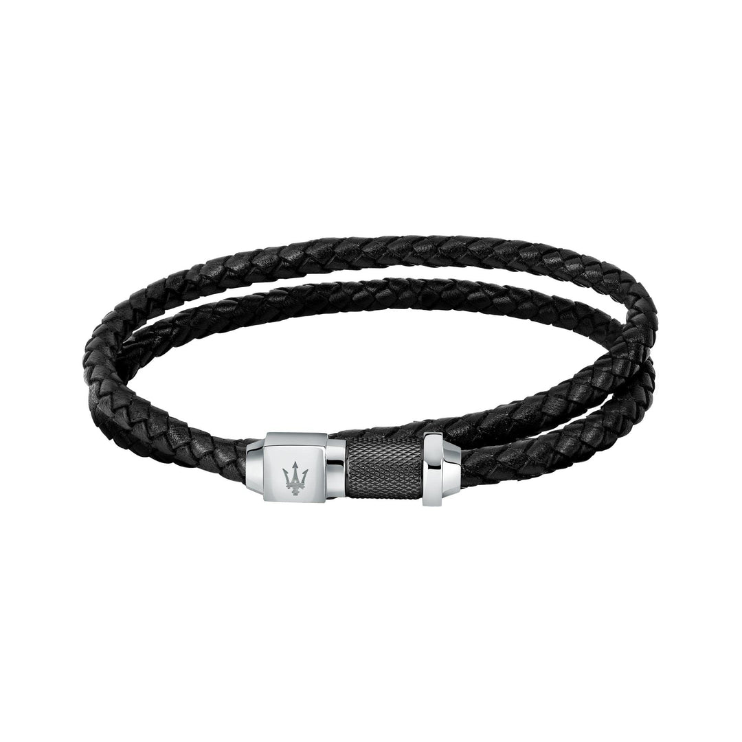 Maserati Recycled Leather Herren Armband - JM223AVE19 Schwarz, Schwarz