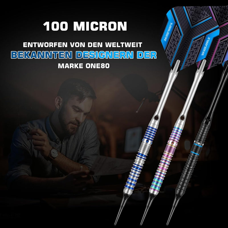 WIN.MAX Dartpfeile 90% Tungsten 3 Stück 90% Wolfram 16-18 Gramm Dart professionelle Soft-Dartpfeile