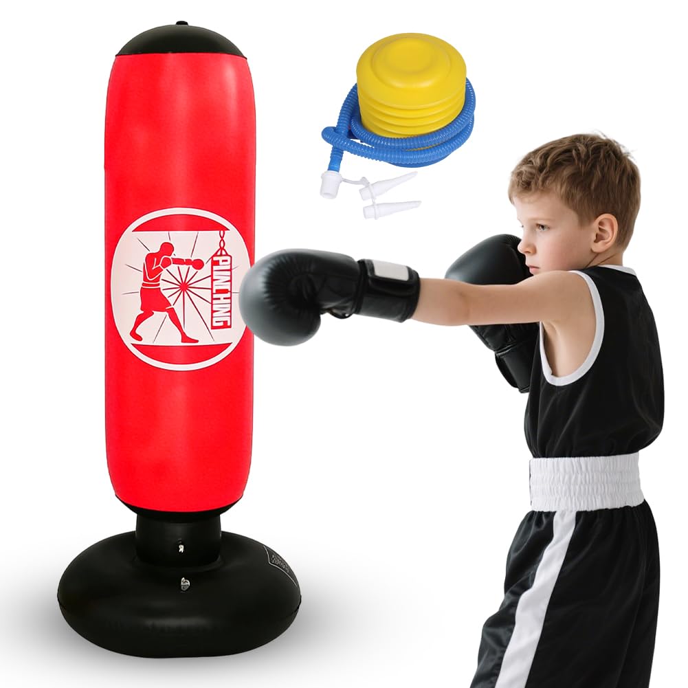 Boxsack für Kinder, 160cm Aufblasbarer Standboxsack Geschenk für Jungen und Mädchen