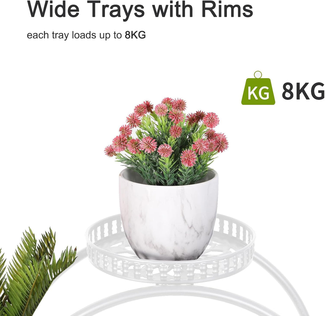 unho Blumentreppe für 6 Blumentöpfe, Blumenregal rollbar, Metall Pflanzenregal Pflanzentreppe für In