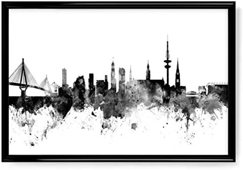 artboxONE Poster mit schwarzem Rahmen 30x20 cm Städte Skyline Hamburg - Bild Hamburg Hamburg minimal