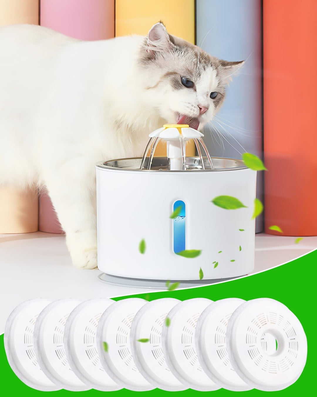 8 Stück Katzenbrunnen Filter,Cat Water Fountain Filters,Ersatzfilter Trinkbrunnen für Katze,Aktivkoh