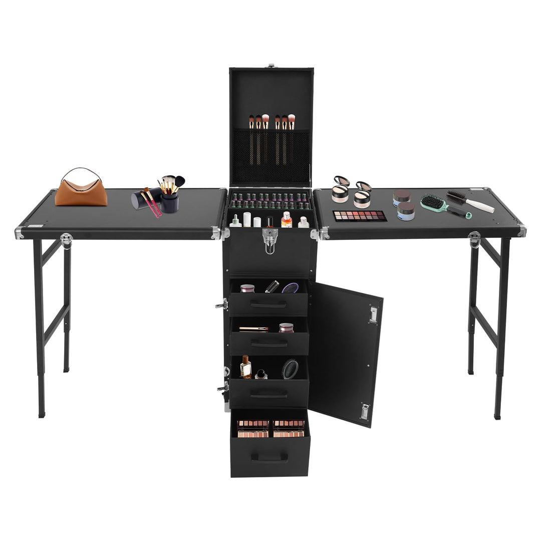 Kosmetikkoffer Rollbarer Maniküretisch Faltbare Nagelstation, Make Up Koffer Gross Kosmetik Trolley