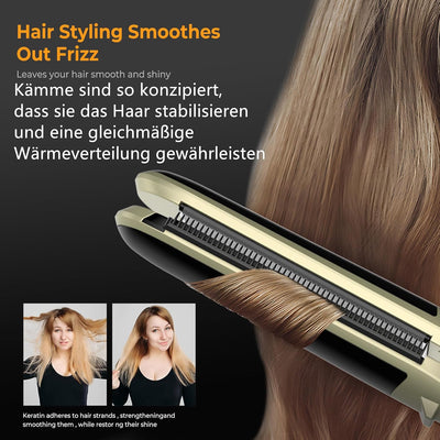 UKLISS Professioneller Haarglätter mit Breiten Platten für Langes, Dickes Oder Lockiges Haar,2 in 1