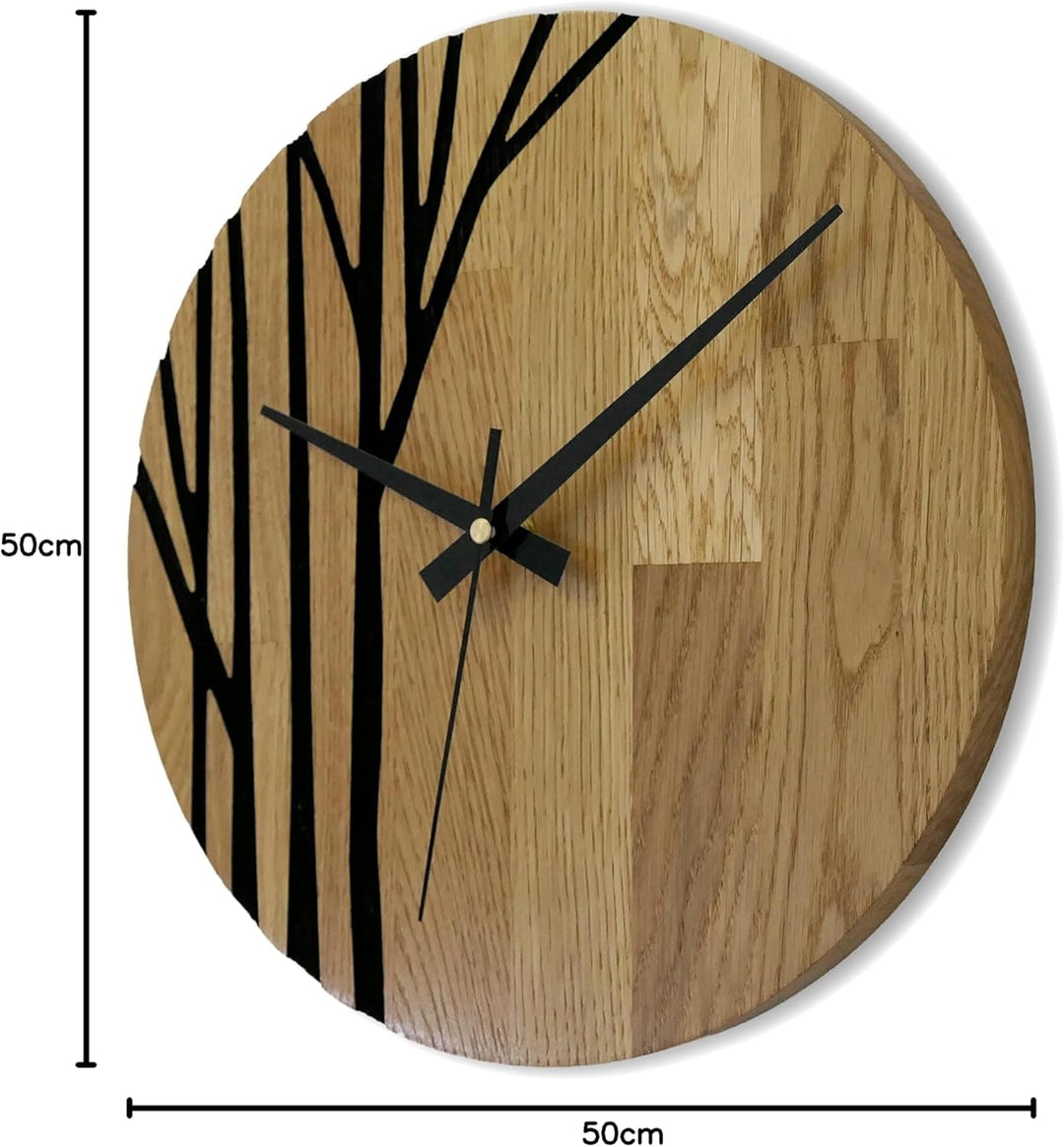 SENTOP Wanduhr aus Holz, Wanduhr aus Eiche, Moderne Wanduhr, Heimdekoration, Wanduhr aus echtem Eich