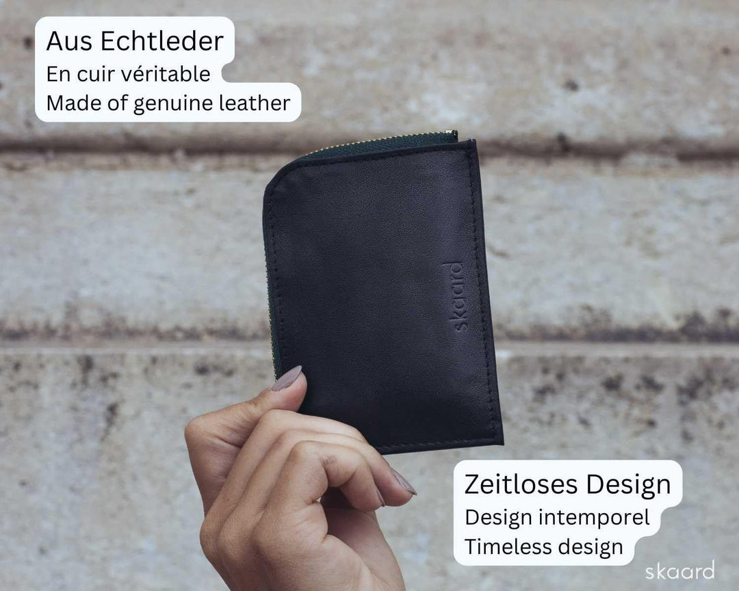 skaard Kleine Damen Geldbörse aus Leder, Schwarz/Grün mit RFID-Schutz Schwarz / Grün, Schwarz / Grün
