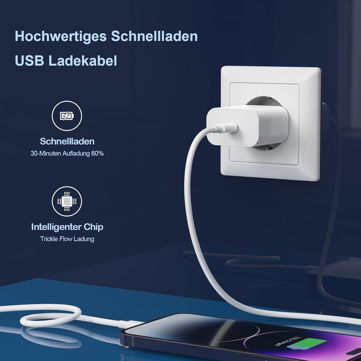25W USB C Adapter, 3er Pack USB c ladegerät für iPhone 15 14 Plus Pro Max 13 12 11 SE, Pad，PD 3.0 iP