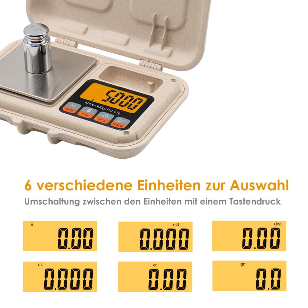 UNIWEIGH Grammwaage,300g/0.01g Digitalgewicht Gramm und Unzen,Mini-Taschenwaage mit LCD-Display,Tara