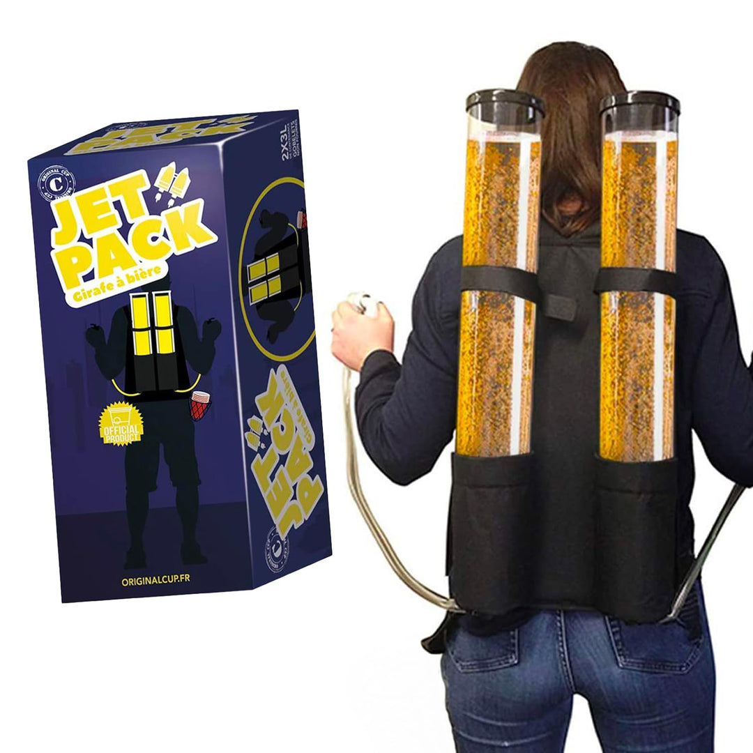 Doppelte Biergiraffe Jet Pack | Getränkespender | Rucksack | Premium Qualität | 2 Tanks | 2 x 3L Get