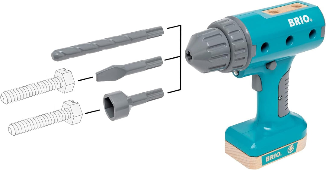 BRIO Builder - 34600 Builder Akkuschrauber - Entwicklungsförderndes Rollenspiel- & Konstruktionsspie