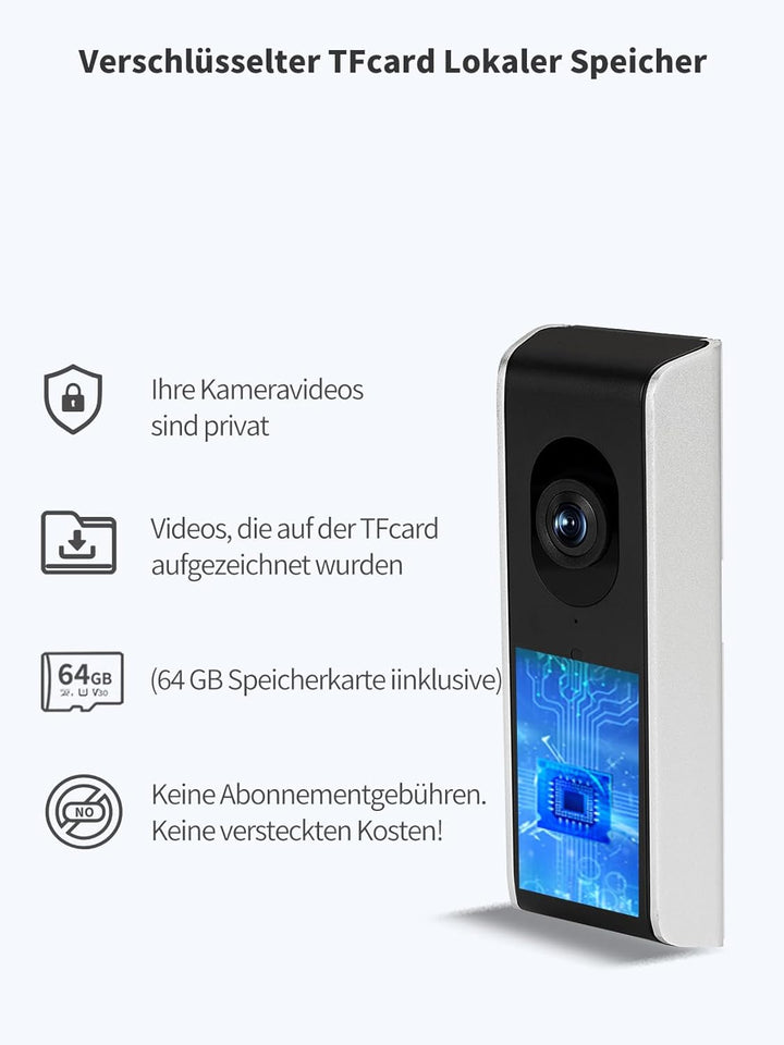 SecuFirst Türklingel mit Kamera mit Chime,Video Türklingel Kabelgebunden,WLAN Klingel Haustür Aussen