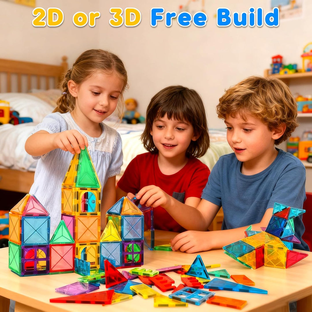 60 Magnetische Bausteine Kinderspielzeug, STEM Lernspielzeug für Kinder ab 3 Jahre - Kreatives Magne