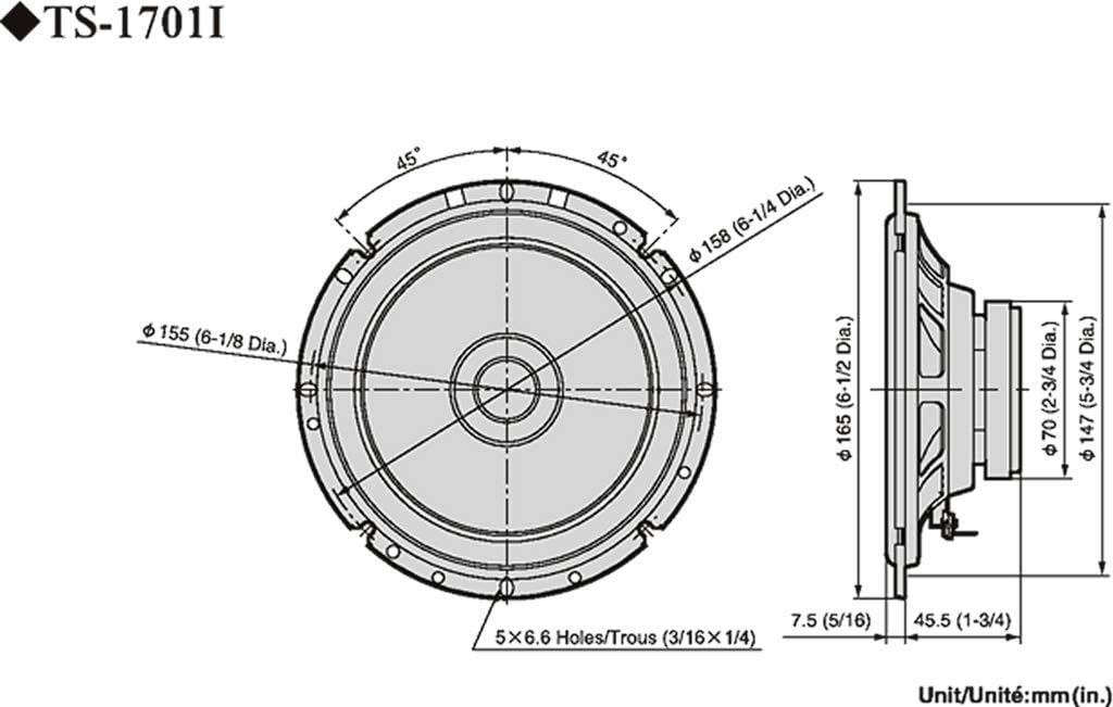 Pioneer TS-1701I 17cm fahrzeugspezifische Doppelmembran-Lautsprecher Set mit 2 Lautsprechern (je 170