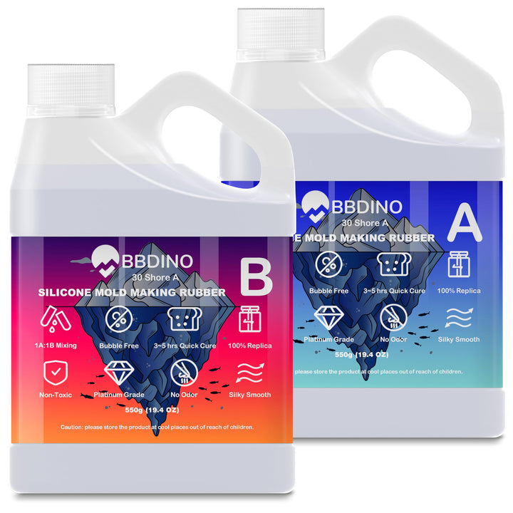 BBDINO Silikonform-Set, flüssiges Silikon für die Formenherstellung, 30 A klar, hochfester Silikongu