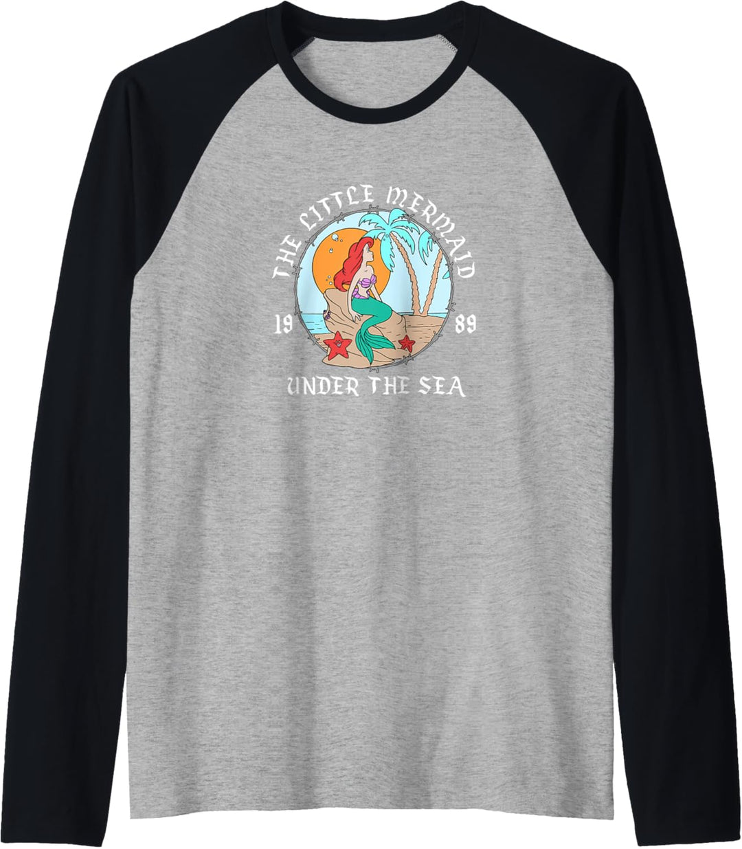 Disney Little Mermaid Ariel Vintage Circle Portrait Logo Raglan