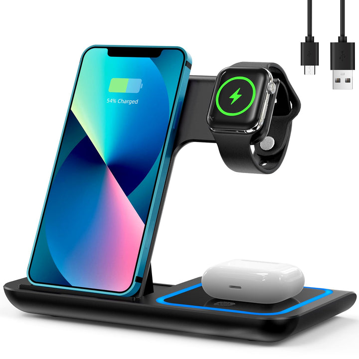 3 in 1 Ladestation Apple Watch und iPhone, Wireless Charger Induktive Ladestation iPhone, Faltbare i