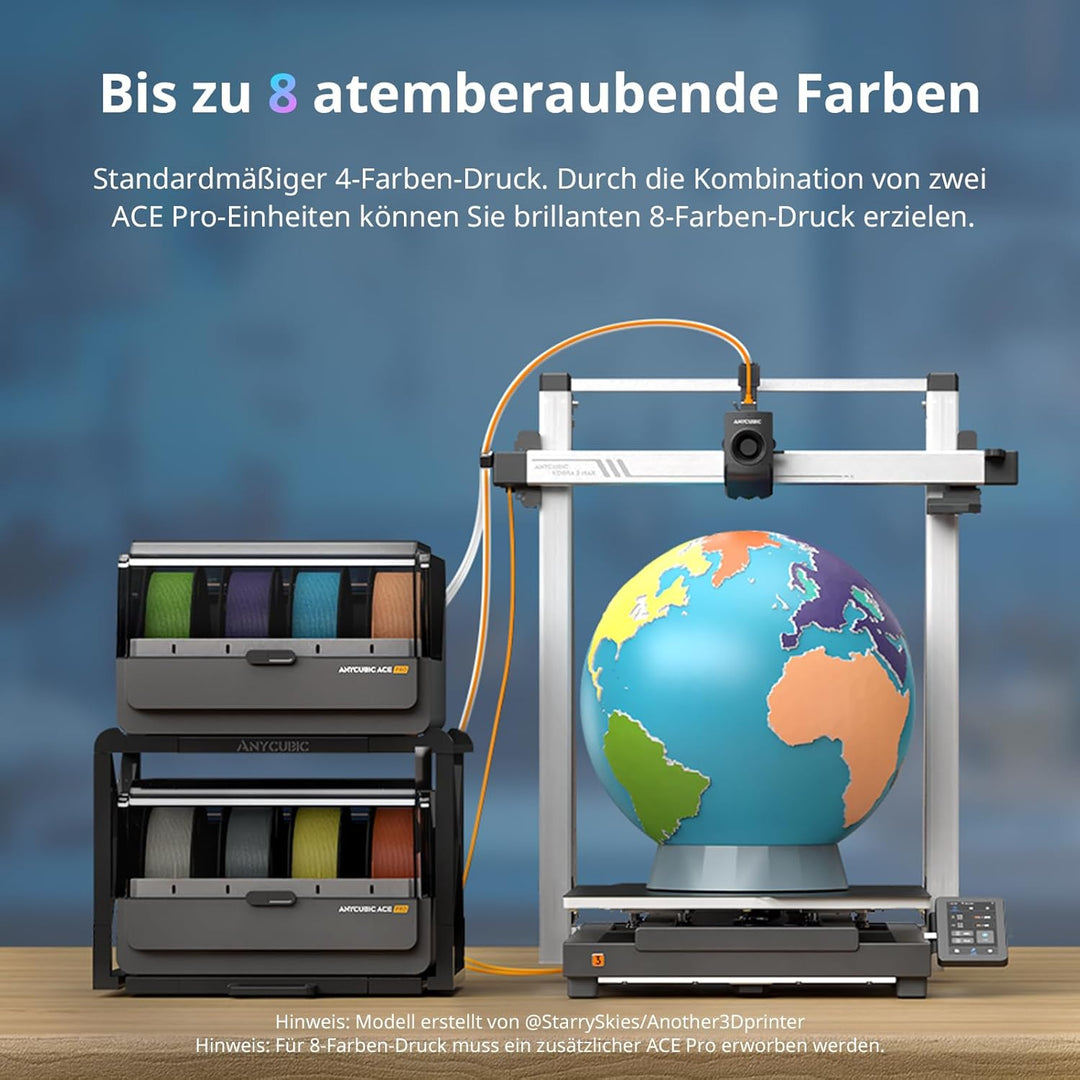 Anycubic Kobra 3 Max Combo 3D-Drucker Mehrfarbig mit 0,4mm Düse, 420x420x500mm Druckgrösse, 600 mm/s