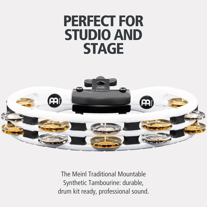 Meinl Percussion TMT2M-WH Recording-Combo Tambourine (ABS-Plastik) mit Messing- und Stahlschellen (2