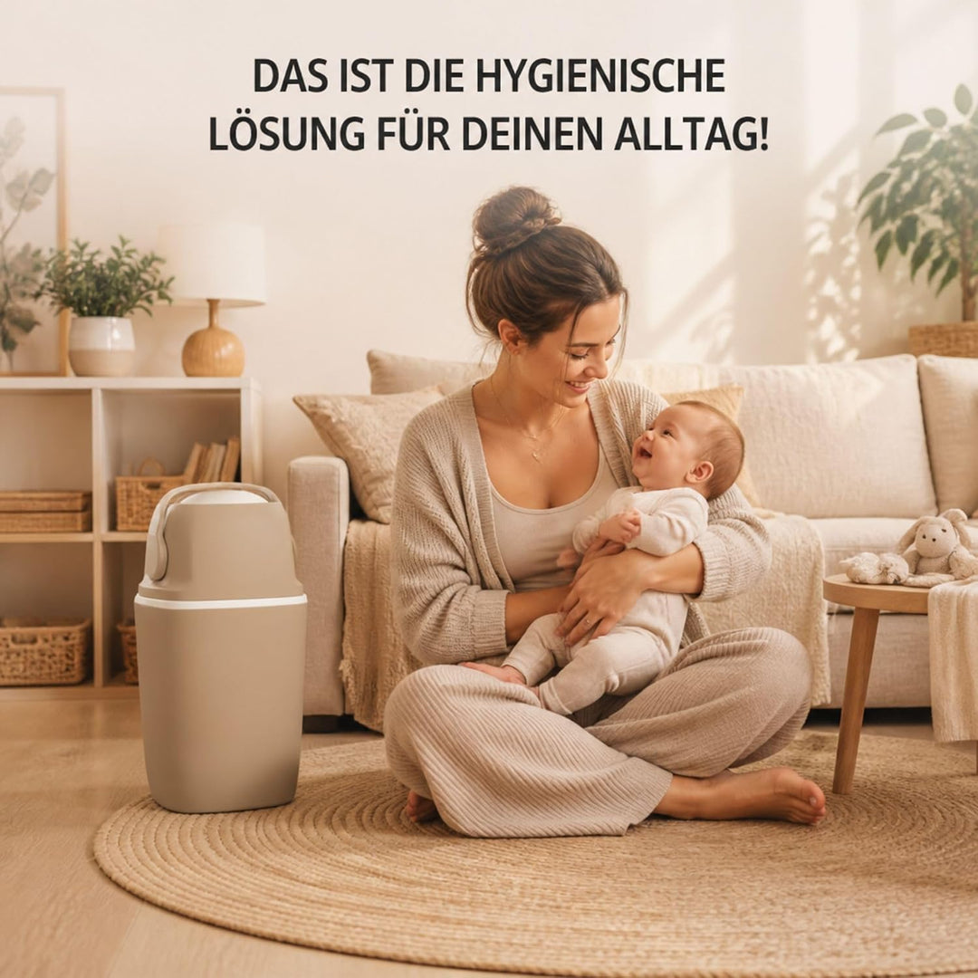 AirWell Windeleimer Geruchsdicht & Windel Blaubaer - Wickeleimer, mit Geruchsstopp-System, Einhändig