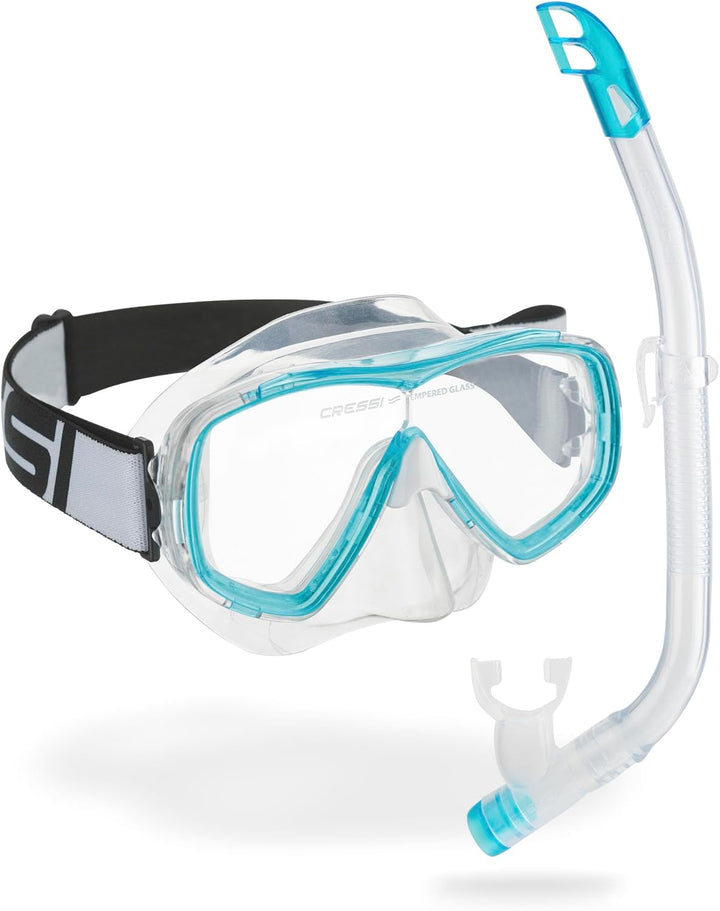 Cressi Estrella Jr - Maske zum Tauchen und Schnorcheln Transparent/Aquamarin Maske + Schnorchel, Tra