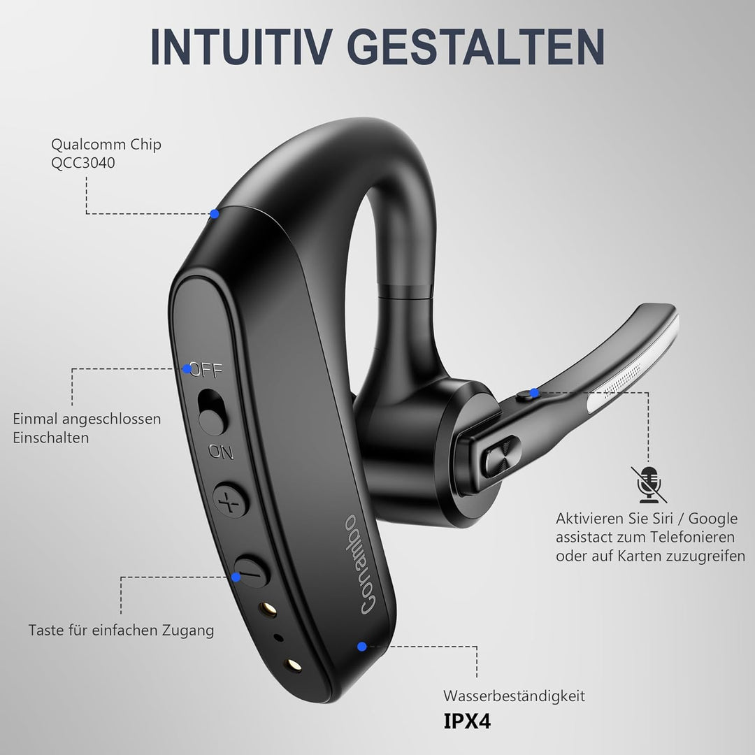 Conambo K10C Headset Bluetooth V5.2,CVC8.0 und ENC Noise Cancelling Bluetooth Headset mit Mikrofon,1