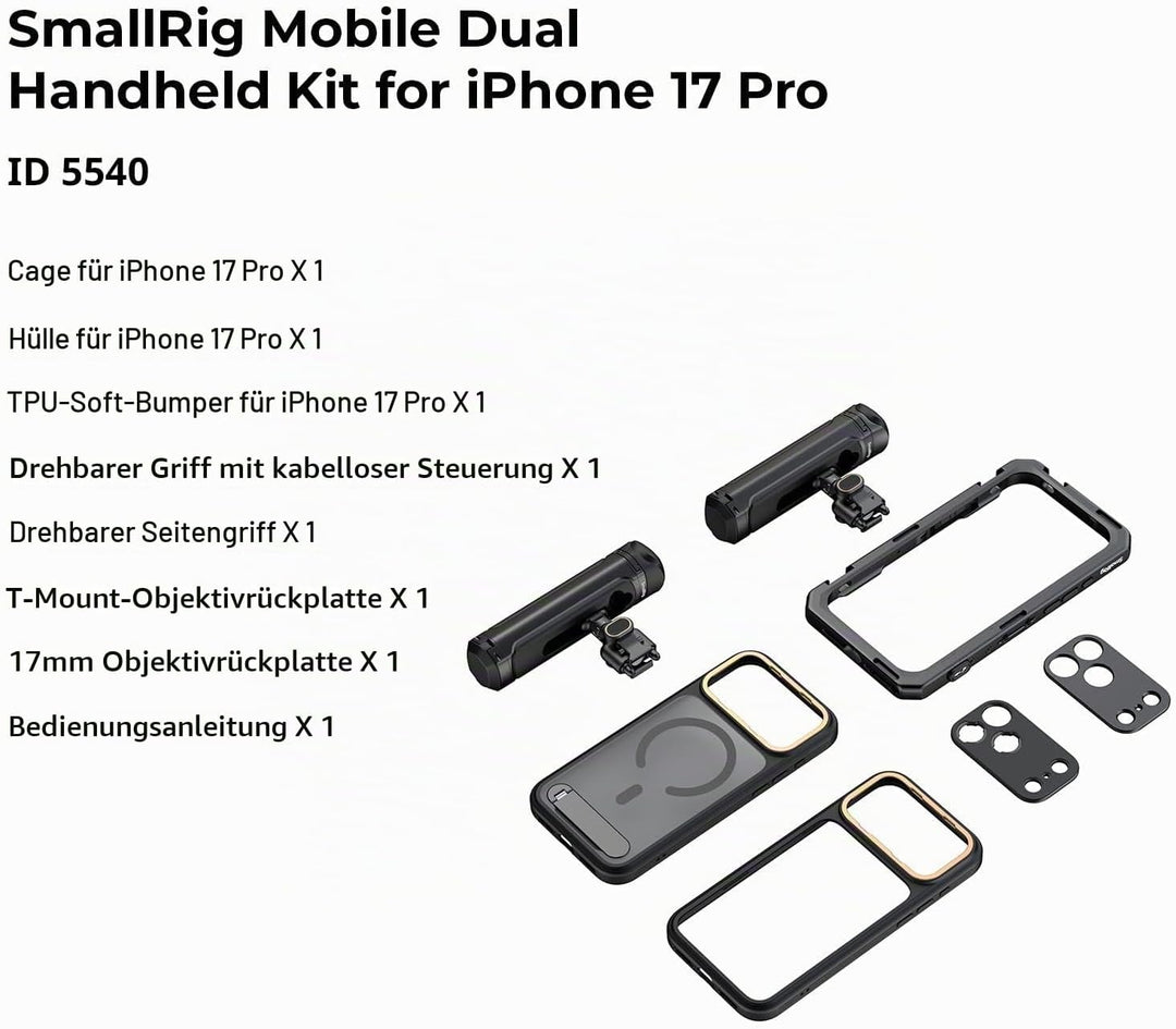 SMALLRIG Mobile Dual Handheld Kit für iPhone 17 Pro, Handyhalterung mit kabellosem Schnellverschluss
